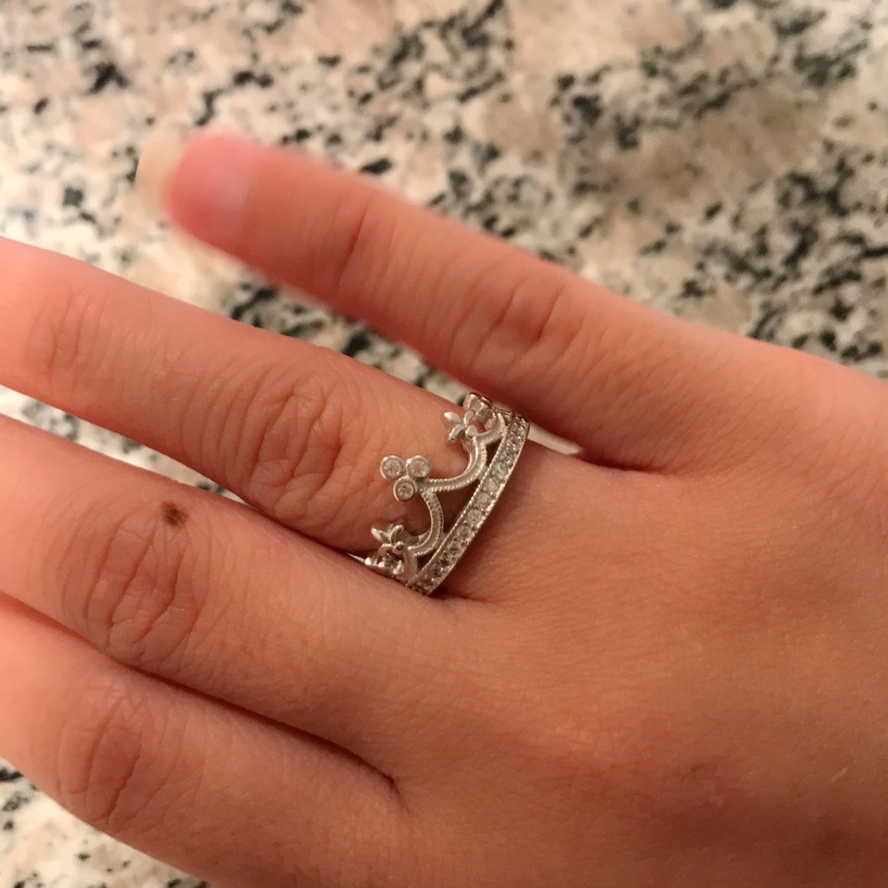 Sterling Silver Royal Crown Clear Cz Ring